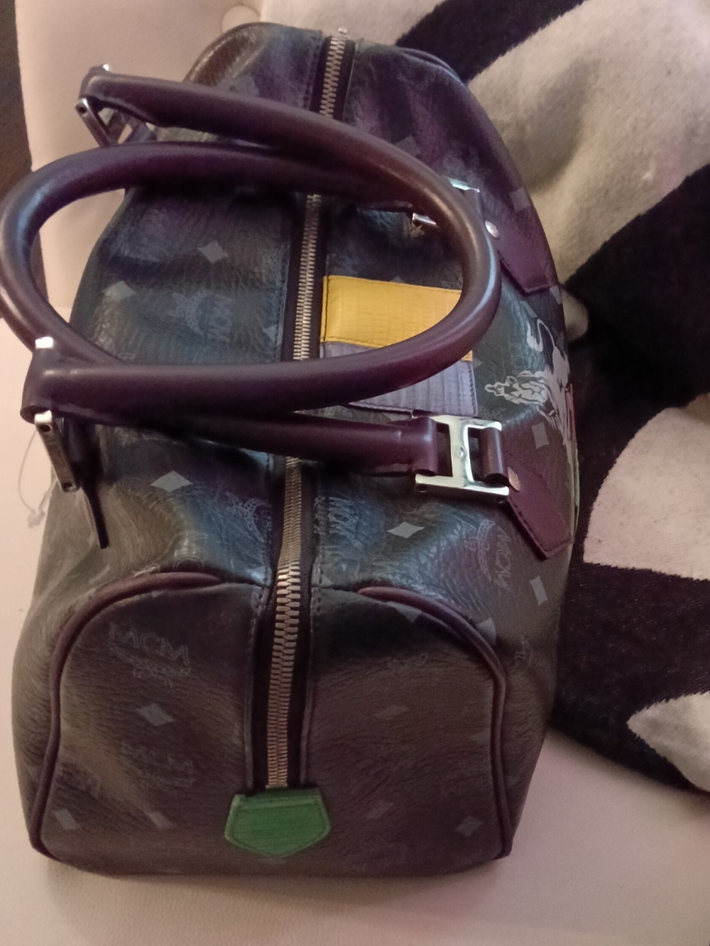 MCM Boston Logo Satchel with Color Block Accents Ltd. Edition - Picture 3 of 4